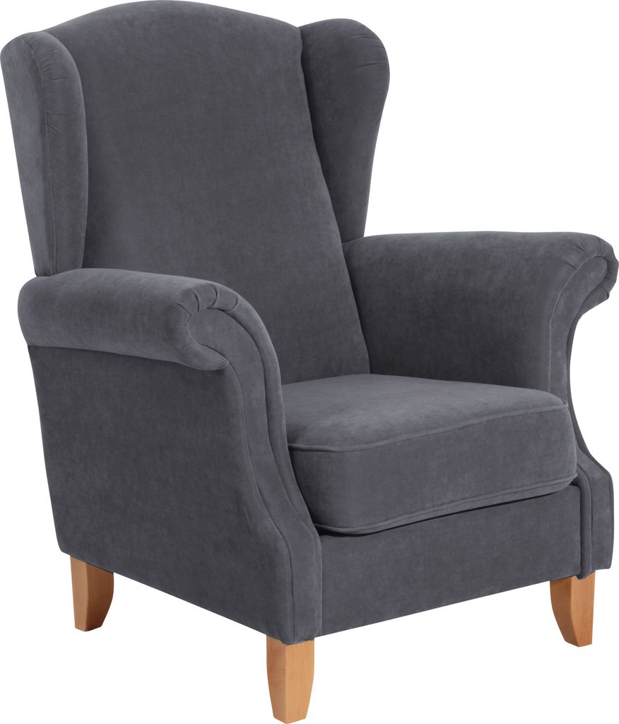 Max Winzer Ohrenbackensessel Verita - Velourstoff anthrazit - Maße: 88 x 84 x 108 cm