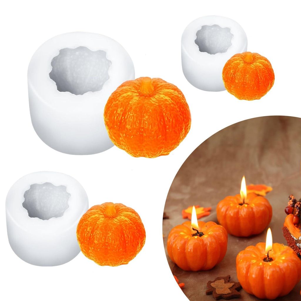 Silikon-Kürbisform, Herbstform, Kürbiskerzenform, Silikonformen für Herbst, Halloween- und Thanksgiving-Harzformen für selbstgemachte Kerzen, S...