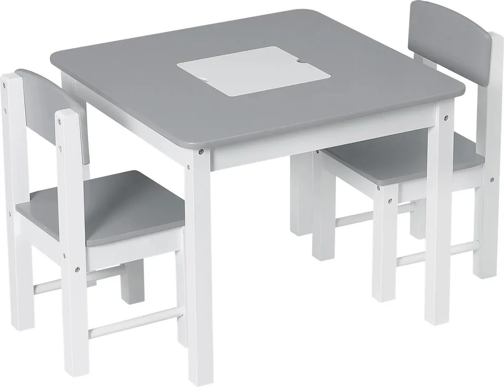 Set Scrivania Bambini P2 MDF Grigio - Tavolo Reversibile Blocchi