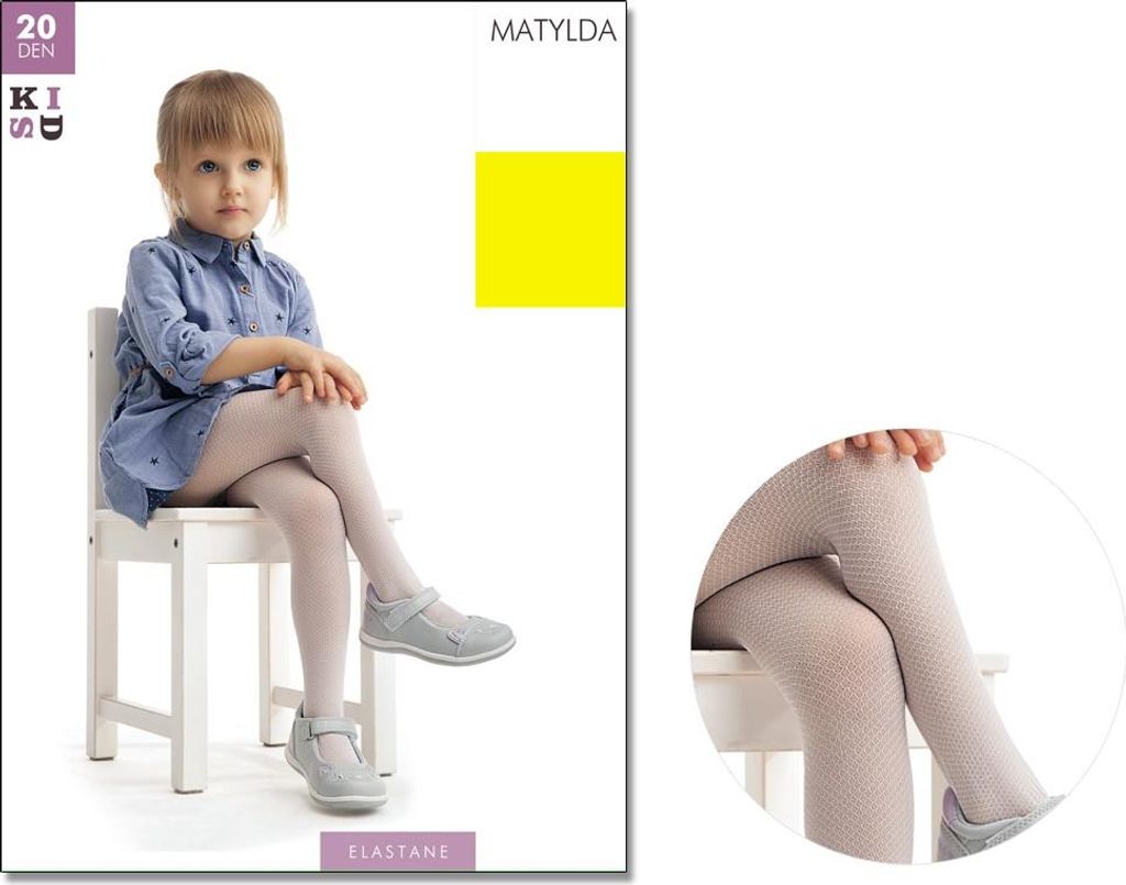 Fein gemusterte Netzstrumpfhose für Mädchen 20DEN Bianco 134-140