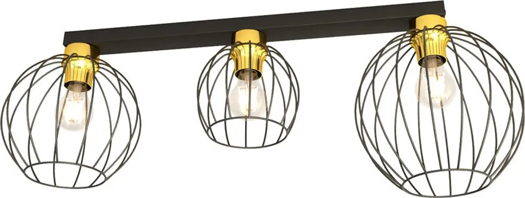 Rampe de Spot de Plafond Design Cage Métal Noir et Doré NEST Emibig