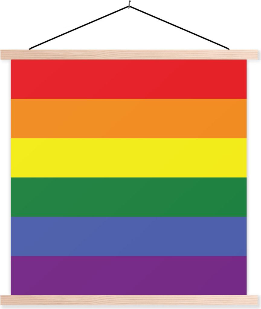 MuchoWow Textilposter Regenbogenflagge - Stolzflagge - Liebe 40x40 cm mit holzfarbenen Rahmen - Posterleiste