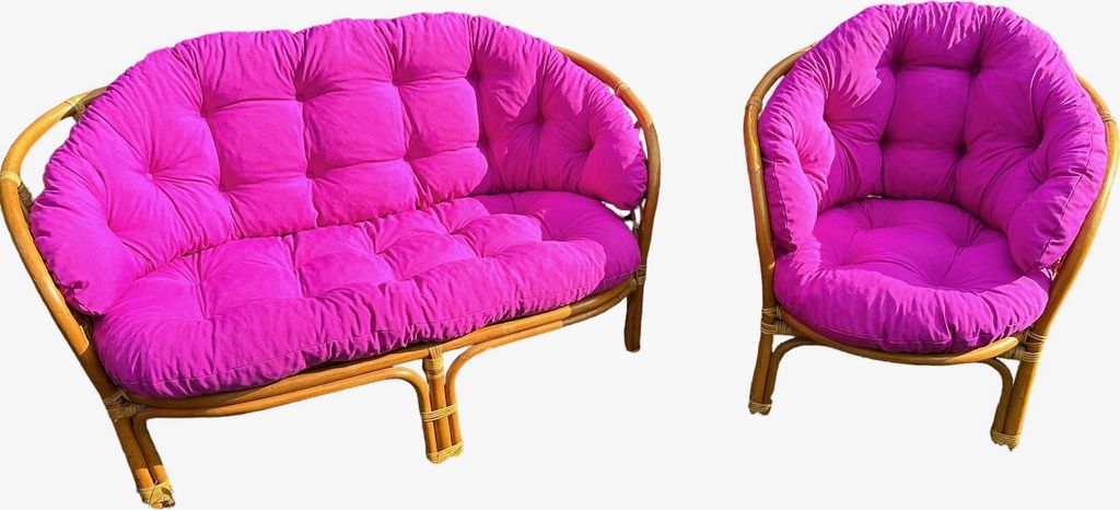 Kissen für ein Rattan-Gartensofa und einen Gartensessel,Fuchsie, Kissen für die Rückenlehne und den Sitz eines Rattan-Gartensofas und eines Gart...