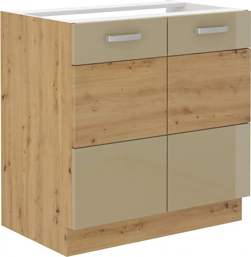 Armadietto per lavello ADARA - larghezza 80 cm, cappucino / rovere artisan