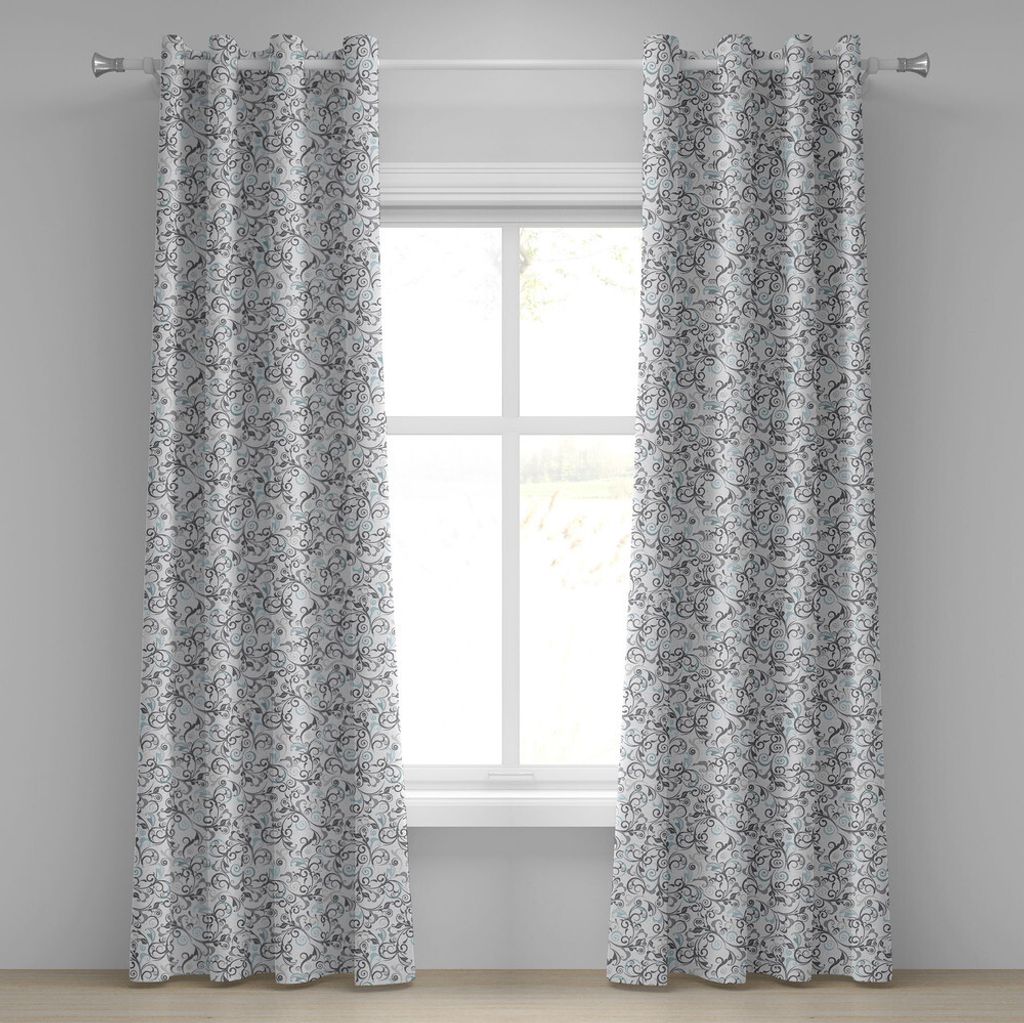ABAKUHAUS Blumen Ösenvorhang, Damast-antikes barockes Locken-klassische altmodische künstlerische königliche Wiederbelebung, Dekorative 2-Panel-...