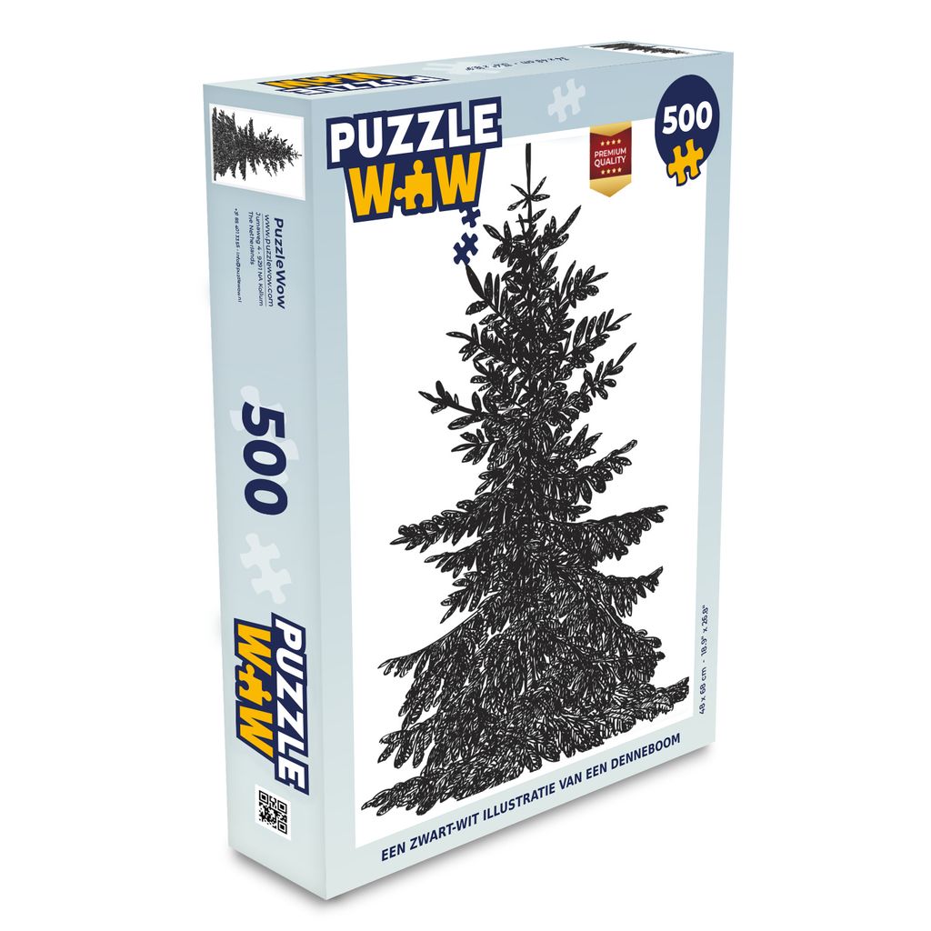 MuchoWow Puzzle 500 Teile Eine Schwarz-Weiß-Illustration einer Kiefer - Denken - Spiel - Toy