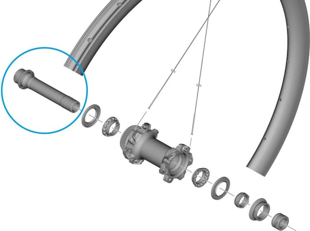 SHIMANO Hohlachse für WH-R9270-C50-TU-F VR - Achseinheit für Rennrad-Vorderra...