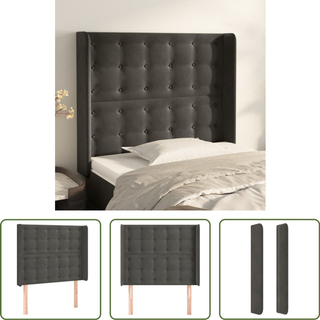 The Living Store Kopfteil mit Ohren Dunkelgrau Produktbild 