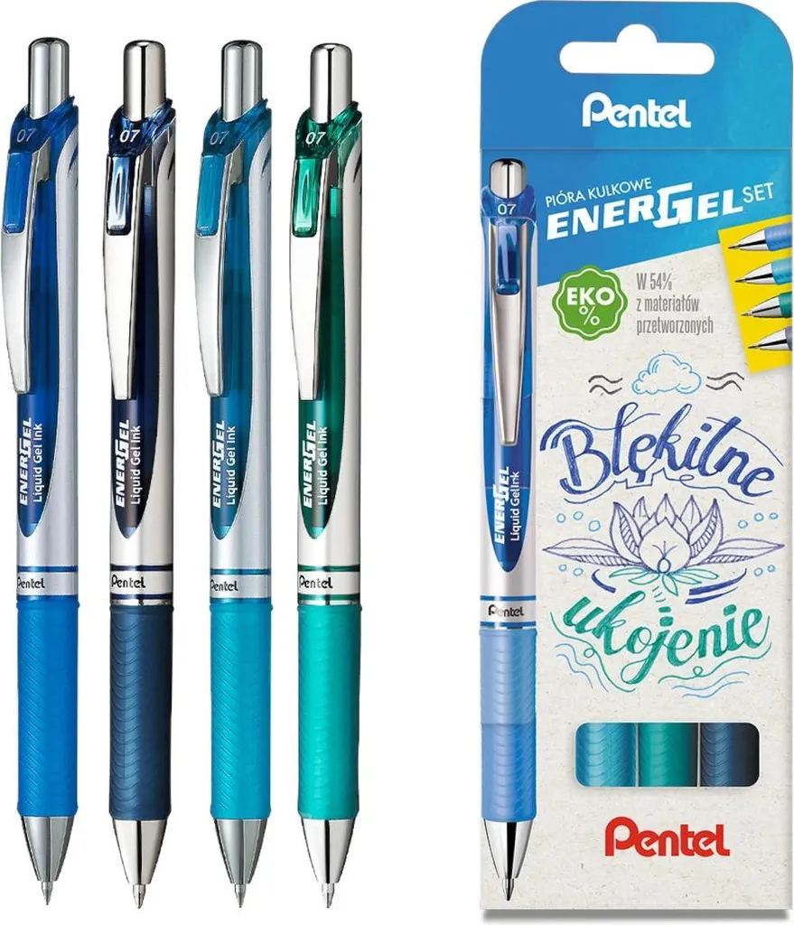 Set 4 Pentel Energel BL77 Blu Serenity - Scrittura Gel Ultra Fluida