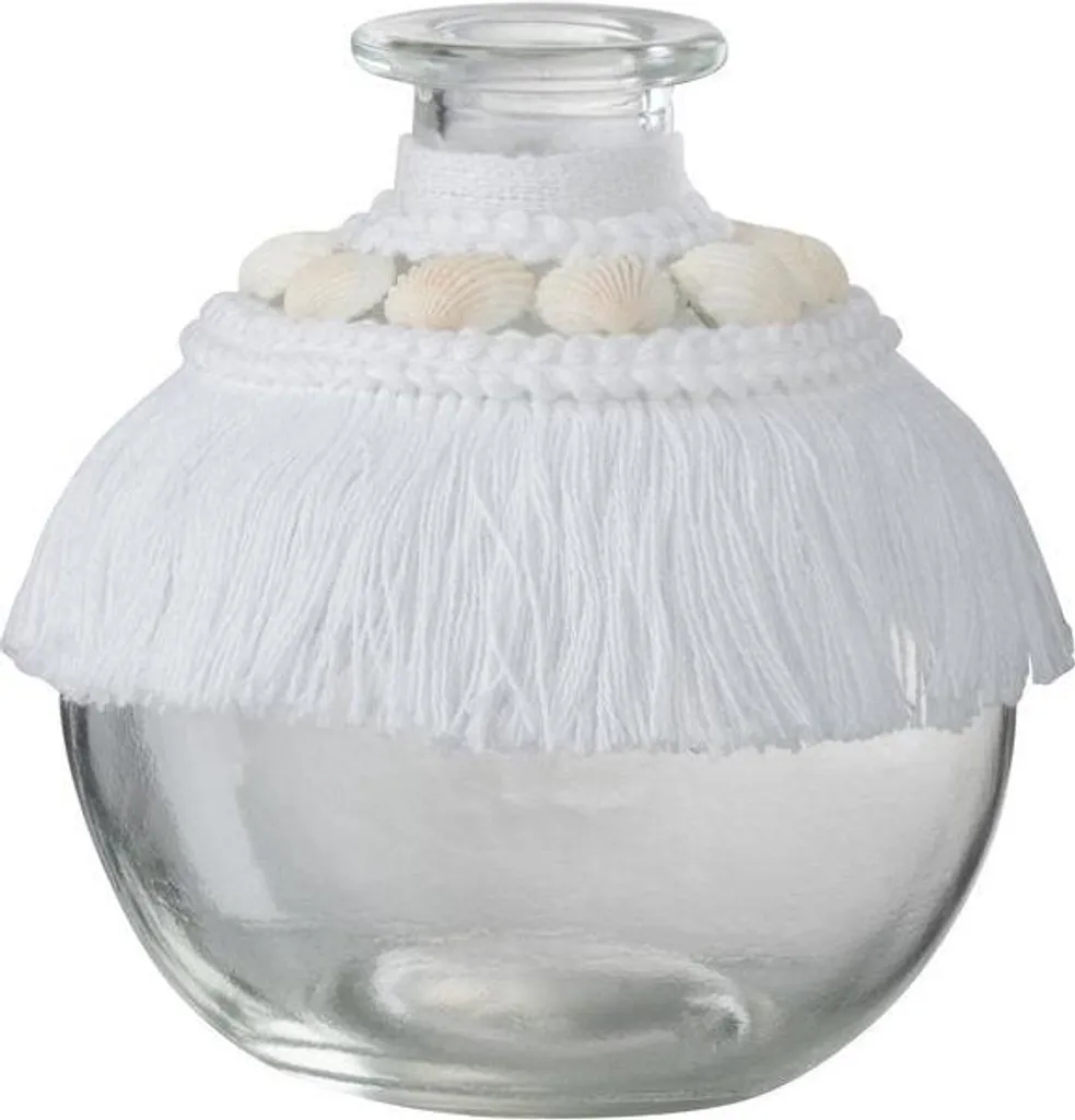 Vase Coquillages Blanc Petit J-Line : Déco Originale pour Petit Espace
