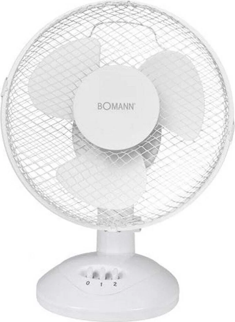 Petit ventilateur de table Bomann blanc 2 vitesses avec grille de métal