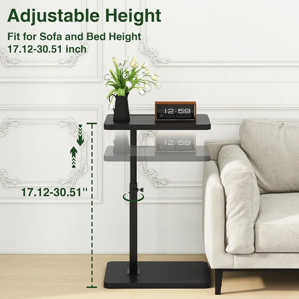 Table d'appoint gain de place rotative en C pour petits salons étroits - 4
