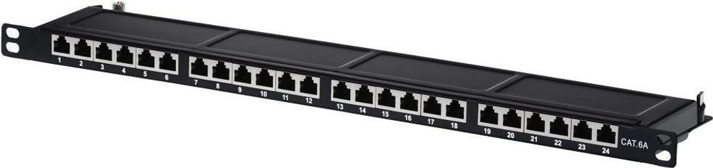 helos Cat.6a LSA 19" Patchfeld 0,5 HE 24 Port lichtgrau