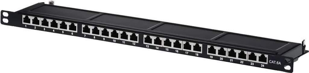 Panneau de Brassage 24 Ports Helos pour Baie Informatique 19" Noir 0.5U