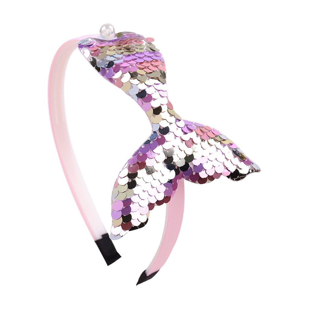 Haarschmuck Reversible Pailletten Kind Mädchen Meerjungfrau Party Stirnband Kopfschmuck-4