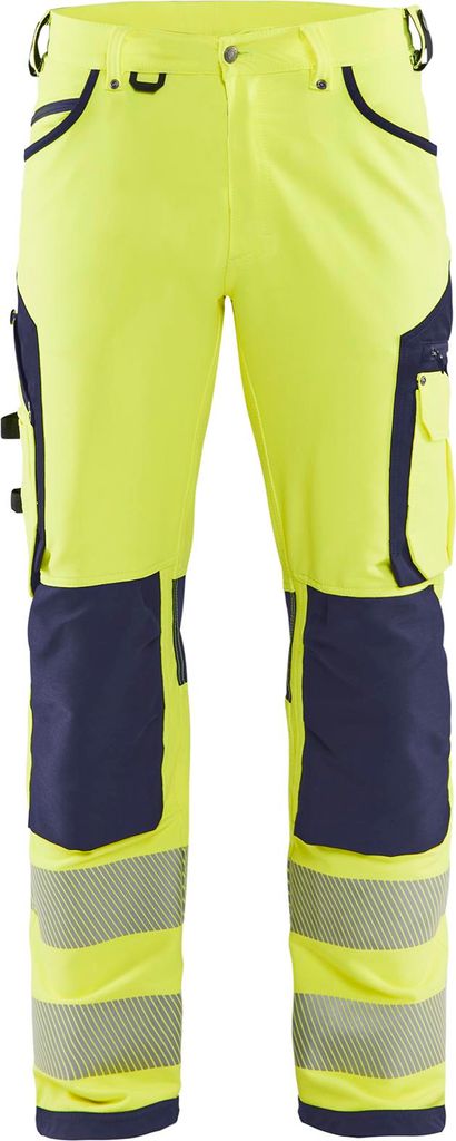 Blakläder High Vis Arbeitshose 4-Wege-Stretch ohne Werkzeugtaschen 1197, Farbe:High Vis Gelb/Marineblau, Größe:C148
