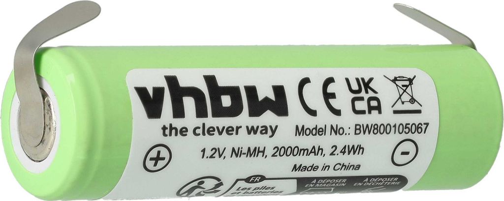 vhbw Akku kompatibel mit Grundig 8835, 8825, G8265, G8267, G8261, G8264, G9000S, G8235, G7585, G8234, G9000, 8875 Rasierer (2000 mAh, 1,2 V, NiMH)
