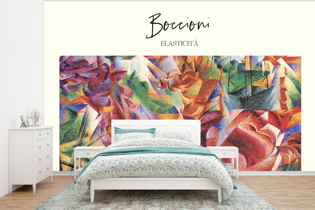 MuchoWow Fototapete für Wohnzimmer oder Schlafzimmer Wandtapete Vinyl Motivtapete Alte Meister - Abstrakt - Boccioni - 295x220 cm - Wand Tapete