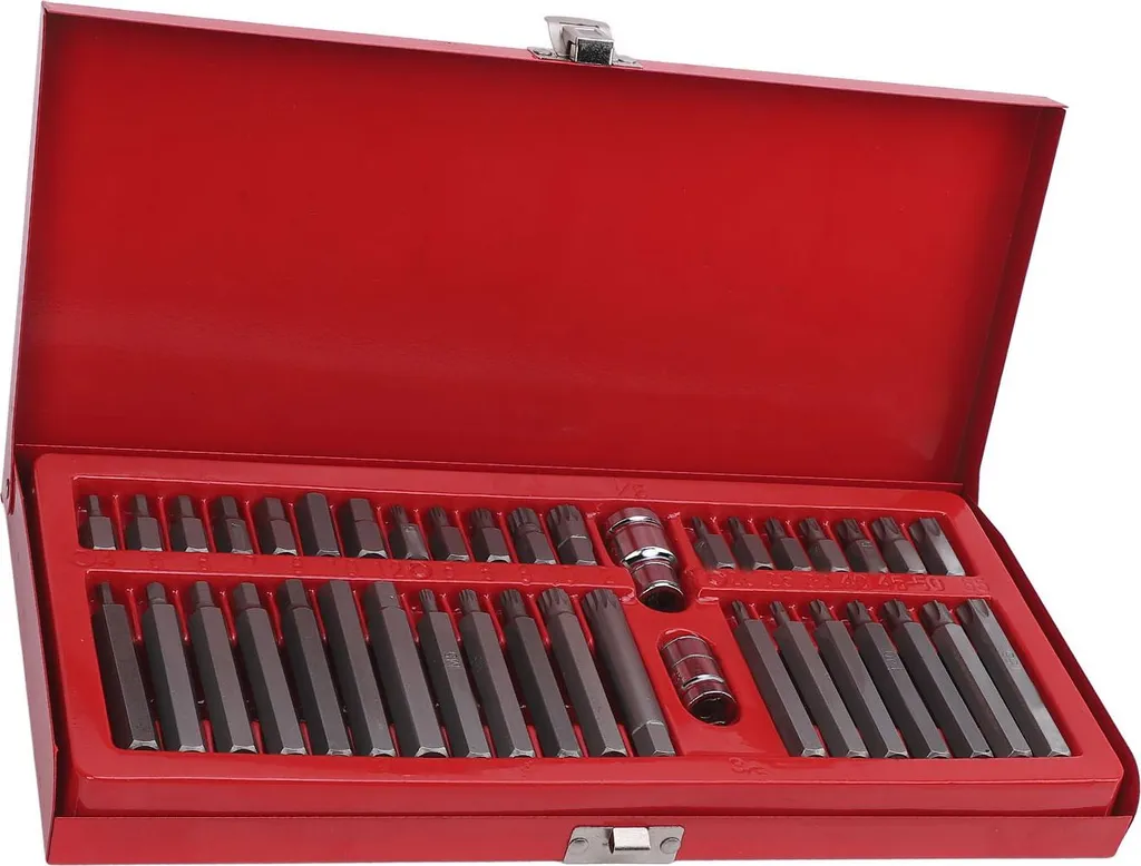 Set de 40 douilles et embouts hexagonaux CRV Spline pour serrage robuste