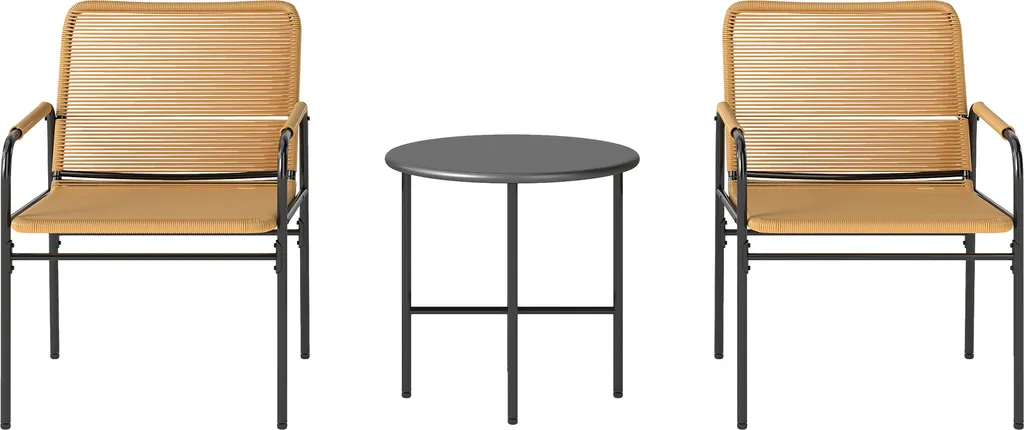Set de Jardin en Résine Tressée Outsunny - Fauteuils Confort et Table