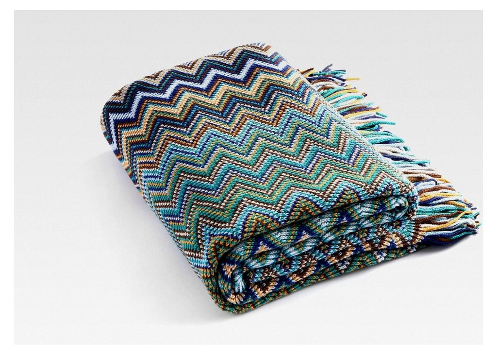 Große Überwurfdecke im Bohemian-Stil mit Quasten, warm, weich, gemütlich, dekorativ für Sessel, Couch, Sofa, Bett und Möbel. (330 x 457 cm, blau)