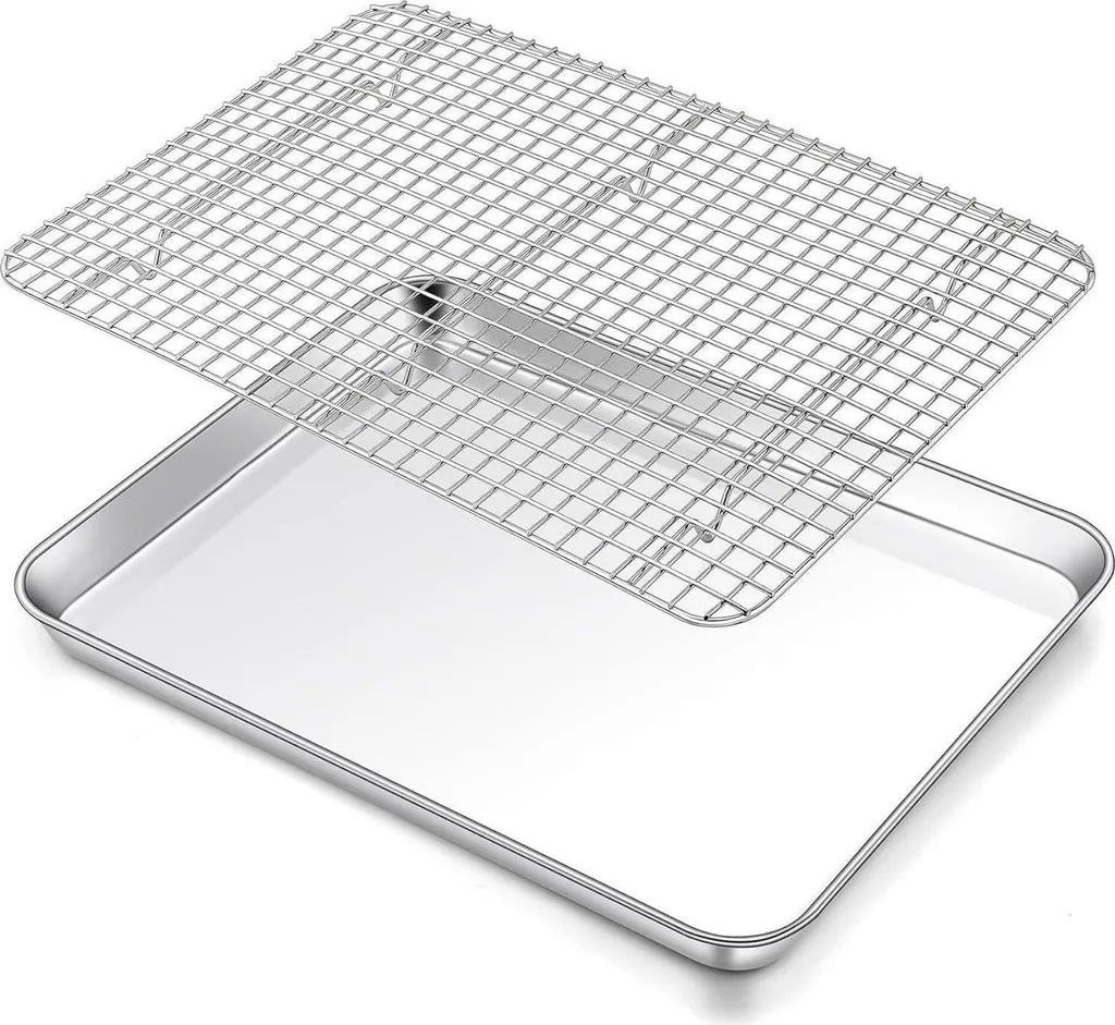 Plaque de cuisson inox anti-déformation 40,5x30,5cm avec grille inox