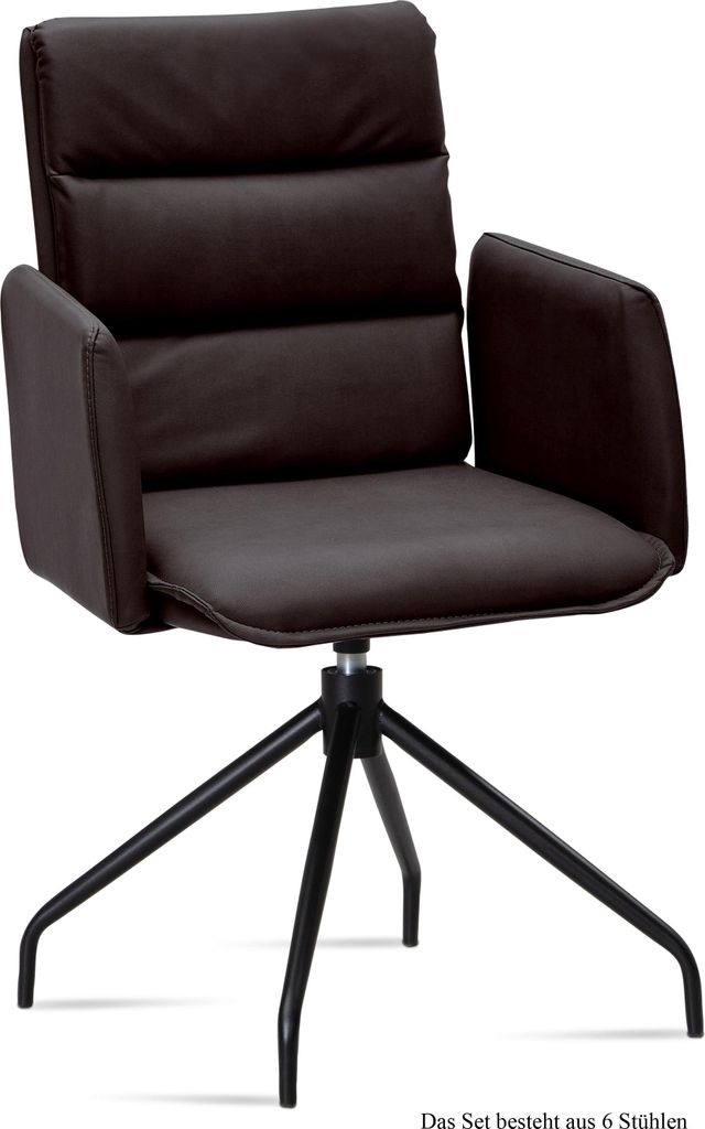 Armlehnstuhl drehbar (6er-Set) Donica 52x92x60 Schwarz/Espresso