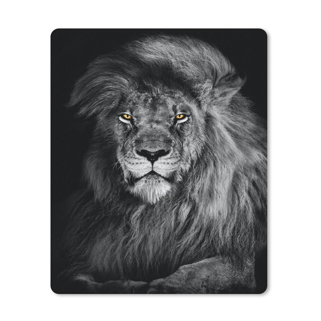 MuchoWow Mauspad Mousepad Löwe - Augen - Orange - Schwarz und weiß - Tiere - Porträt 19x23 cm - Mousepads - Maus Mat - Pad - Mausunterlage - M...