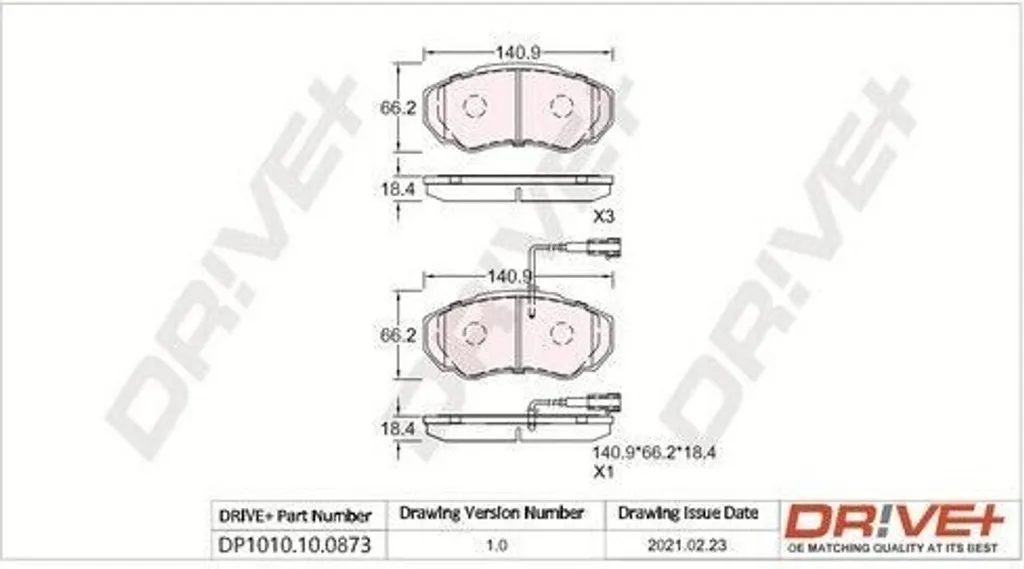 Plaquettes de frein avant Dr!ve+ DP1010.10.0873 OE 4252 43 pour Jumper