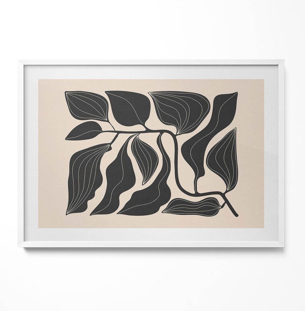 Minimalistische Illustration von Pflanzenblättern– Wandbild Produktbild 