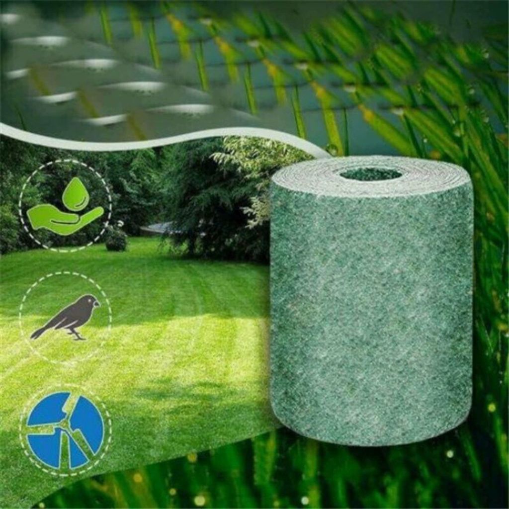 Biologisch abbaubare Grassamenmatte(10m×0.2m), Grassamenmatte, Rasensamenmatte, Samenmatte, Pflanzmatte, Heizmatte für Setzlinge, hilft Pflanzenw...