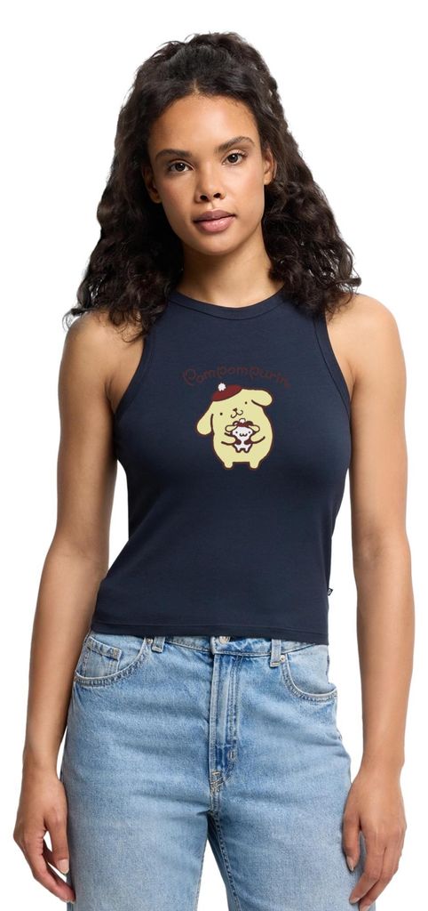 Spreadshirt Pompompurin & Muffin Verkleidet Cropped Frauen Organic Tank Top, L, Navy