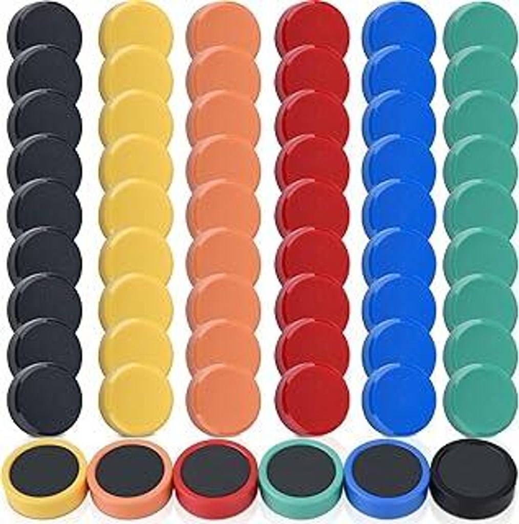 60 Stück Stark Magnete für Magnettafel, Kühlschrank, Klein Bunt, Whiteboard, Pinnwand, Klassenzimmer, Büro, Foto (6 Farben)