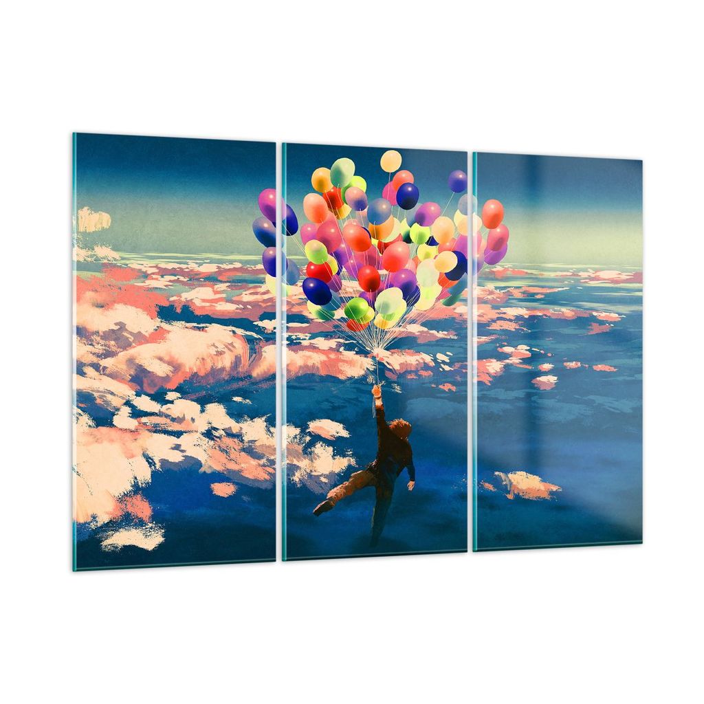 Bilder auf glas - Abstraktion Ballon - 165x110cm - Glasbilder - Wandbilder - Kunstdruck - zum Aufhängen bereit - Wanddekoration aus Glas - Glas Bi...