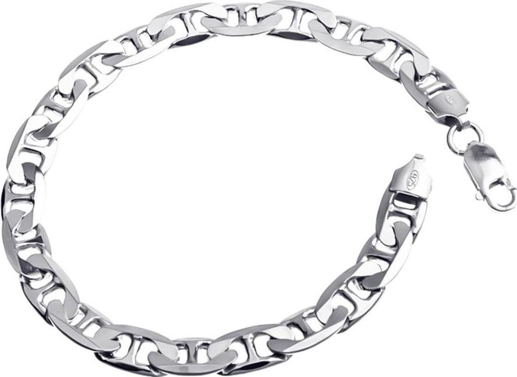 SILBERKETTEN STORE Stegpanzerkette Armband 7,5mm - 925 Silber, Länge wählbar von 16-25cm - 25cm
