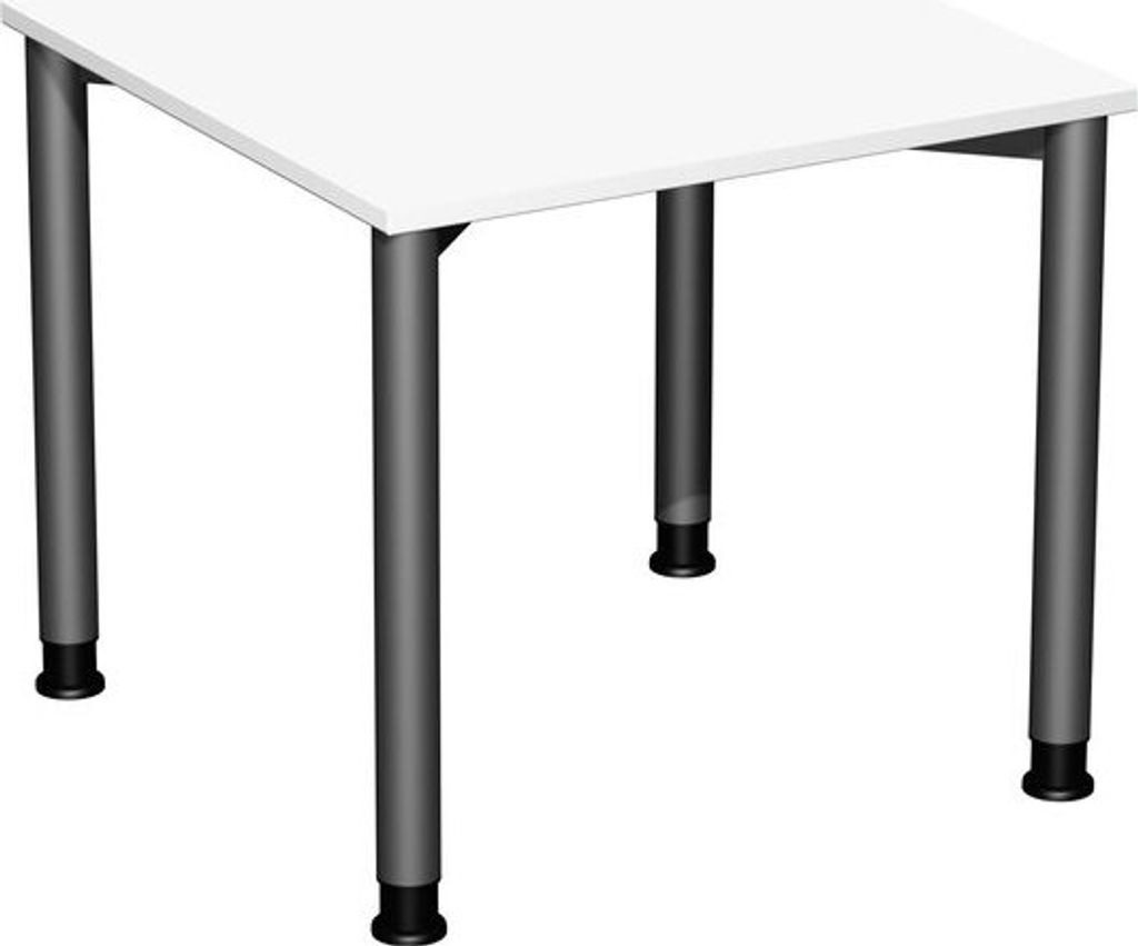 Schreibtisch, BxTxH 800x800x680-800 mm, höhenverstellbar, Platte weiß, Rundrohrgestell anthrazit