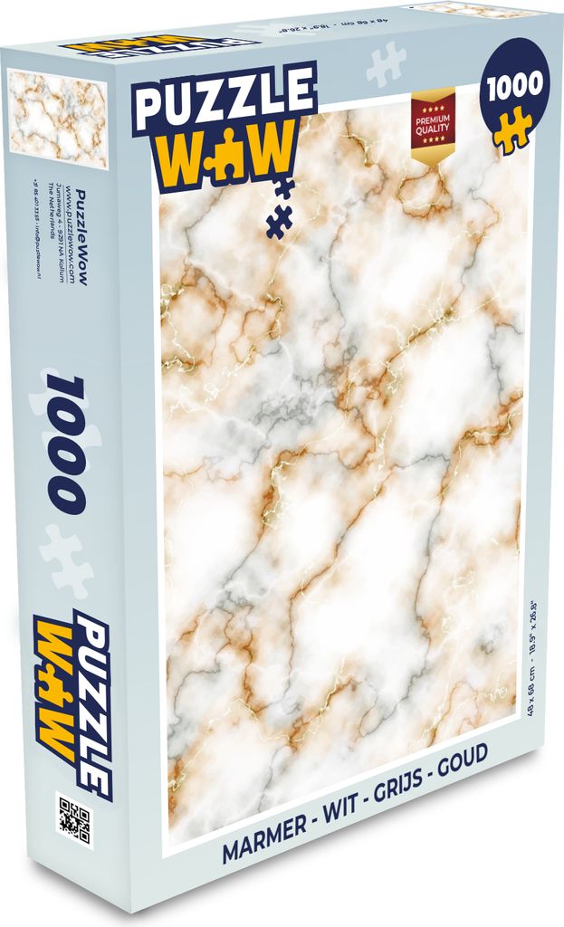 MuchoWow Puzzle 1000 Teile Marmor - Weiß - Grau - Gold - Spielzeug - Alt und Jung - Spiele - Puzzeln
