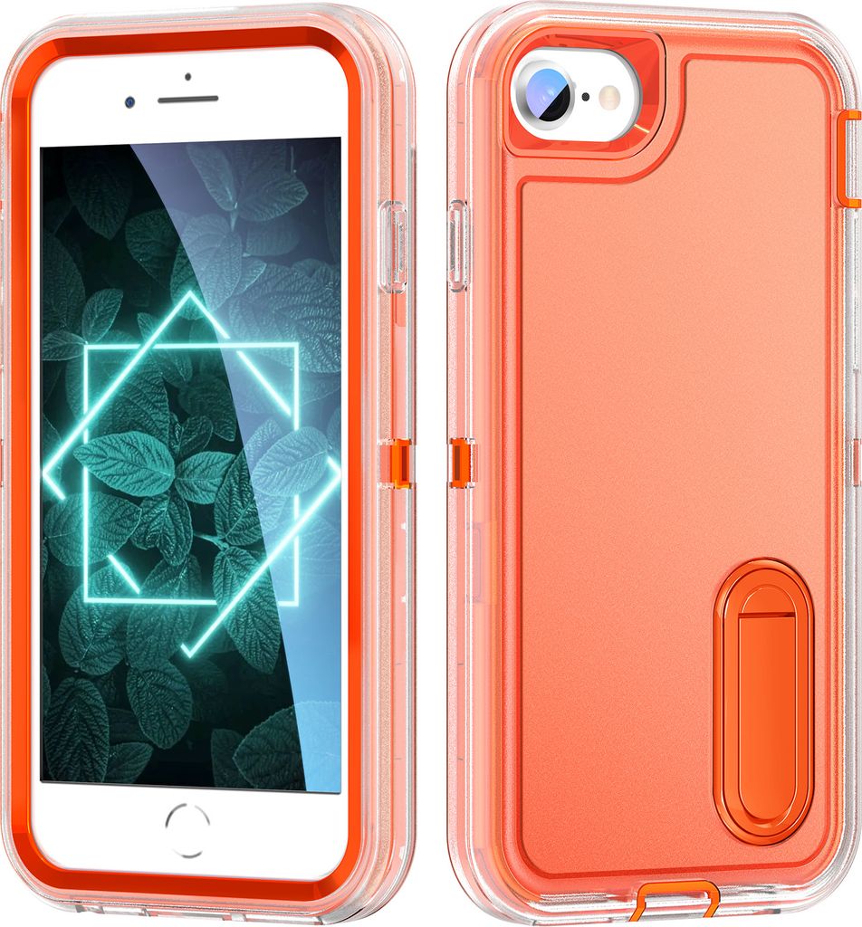 Hülle für iPhone 8 Plus/7 Plus/6 Plus/6s Plus Hybrid Dreilagige Robust Stoßfest Schwerlast Schutzhülle mit Ständer Orange