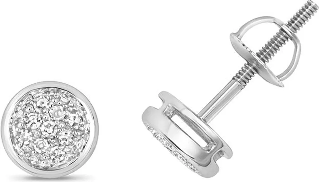 Boucles d'oreille Diamant 0.07 Carat et Or Blanc 375/1000 - Éclat SI GH