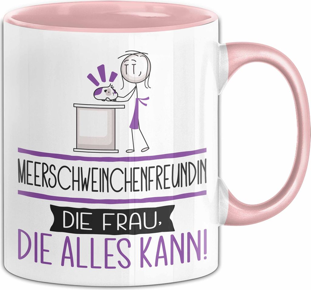 Meerschweinchenfreundin Geschenk Tasse Becher Die Frau Die Allen Kann Geschenkidee für eine Meerschweinchenfreundin Lustig (Rosa)