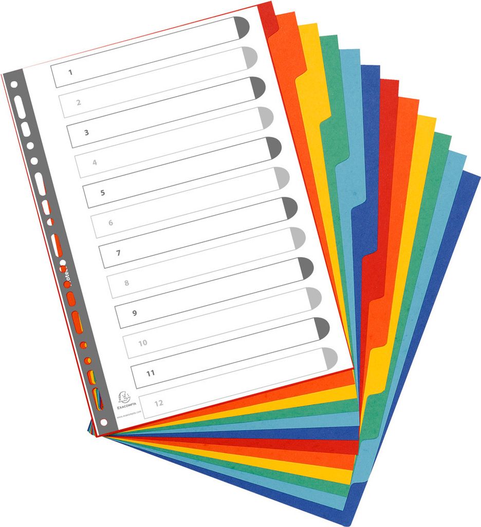 Exacompta 25x Register A4, Colorspan-Karton 400g, 12 Taben - sortiert - 99H