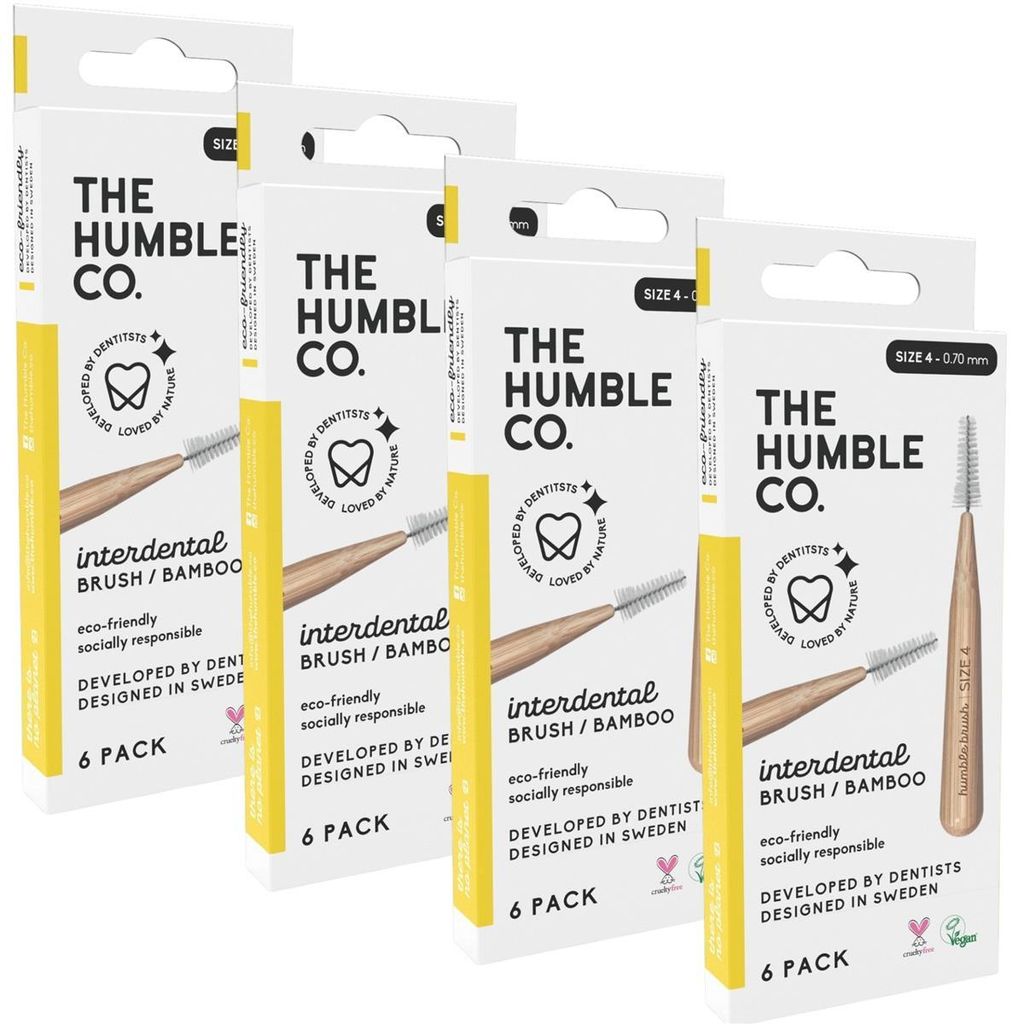 4x Humble Interdentalbürste Bambus Größe 4 (0,7 mm) Gelb