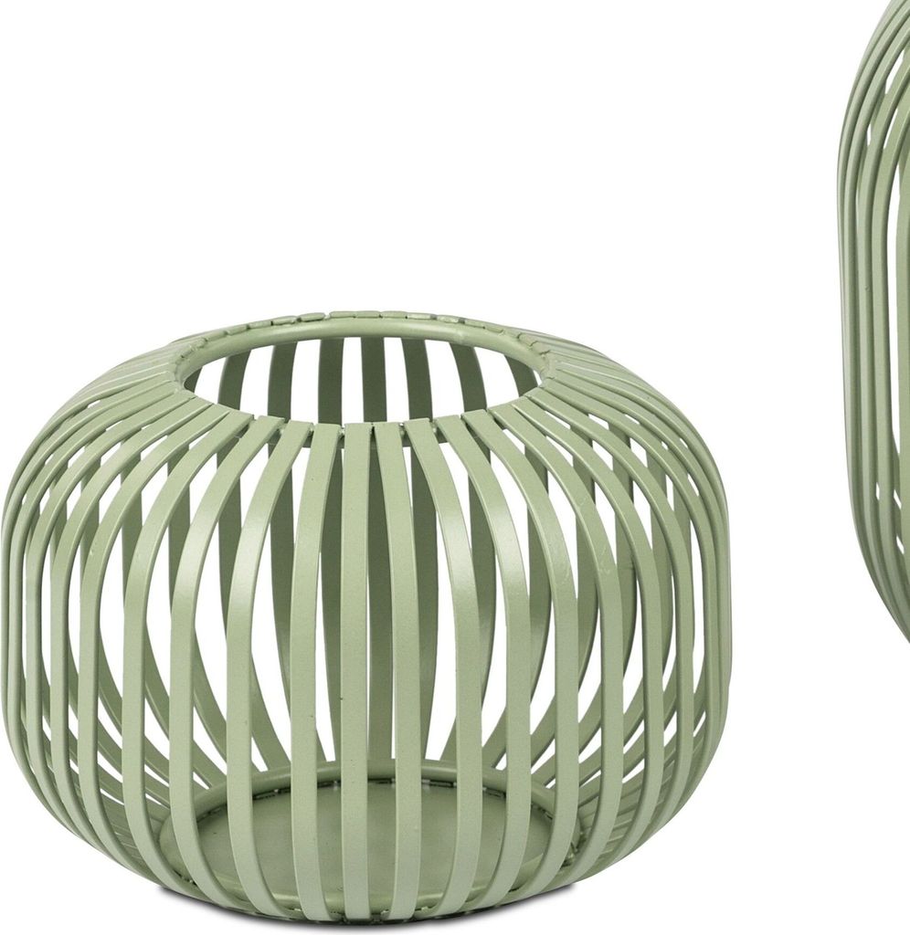 Windlicht Wili Stäbe in Kugelform H. 10cm grün aus Metall Produktbild 1