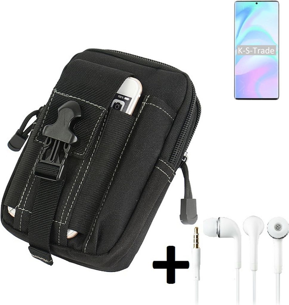 K-S-Trade Gürteltache + Kopfhörer kompatibel mit ZTE Axon 31 Ultra 5G Gürtel Tasche Holster Schutz Hülle Handy Hülle schwarz inkl. Extrafächer