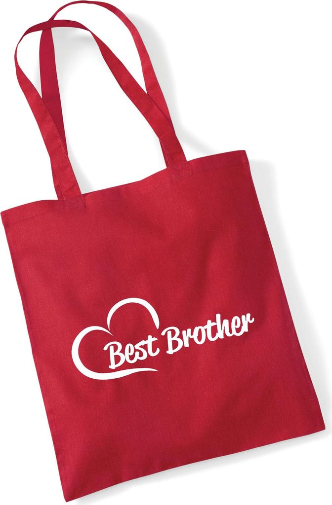 Huuraa Jutebeutel Best Brother Heart 10 Liter Classic Red Baumwolle Tasche Geschenkidee