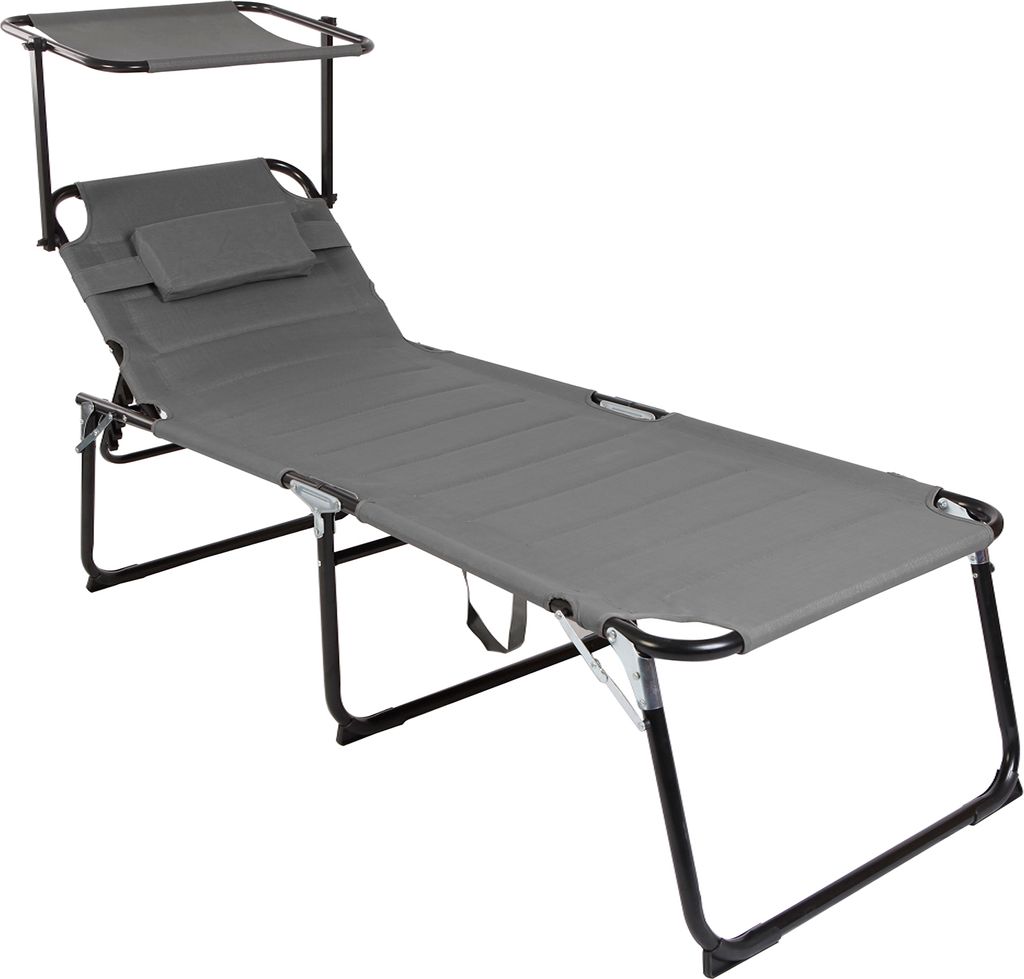 XXL Aluminium Gartenliege anthrazit mit Dach L200xB70cm Produktbild 1