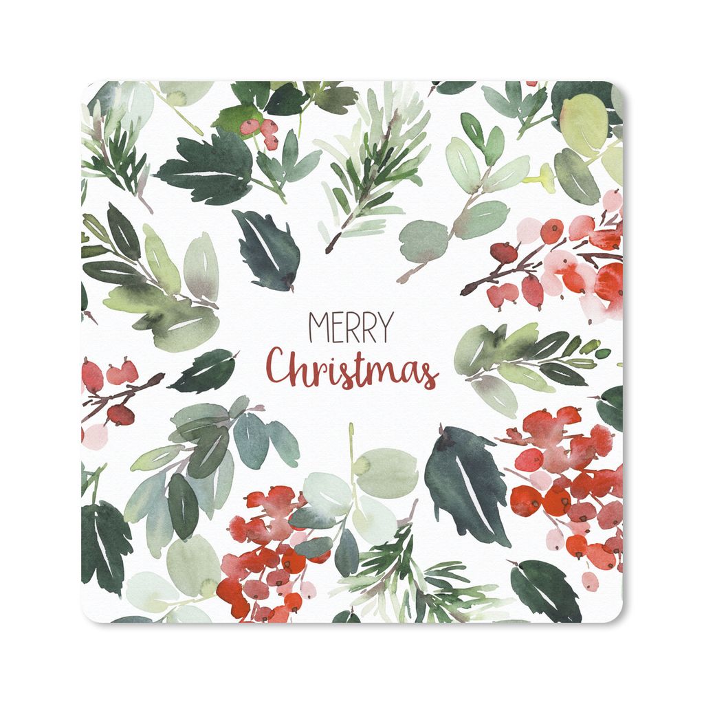 MuchoWow Mauspad Mousepad Weihnachten - Zitat - Aquarell 30x30 cm - Mousepads - Maus Mat - Pad - Mausunterlage - Gaming