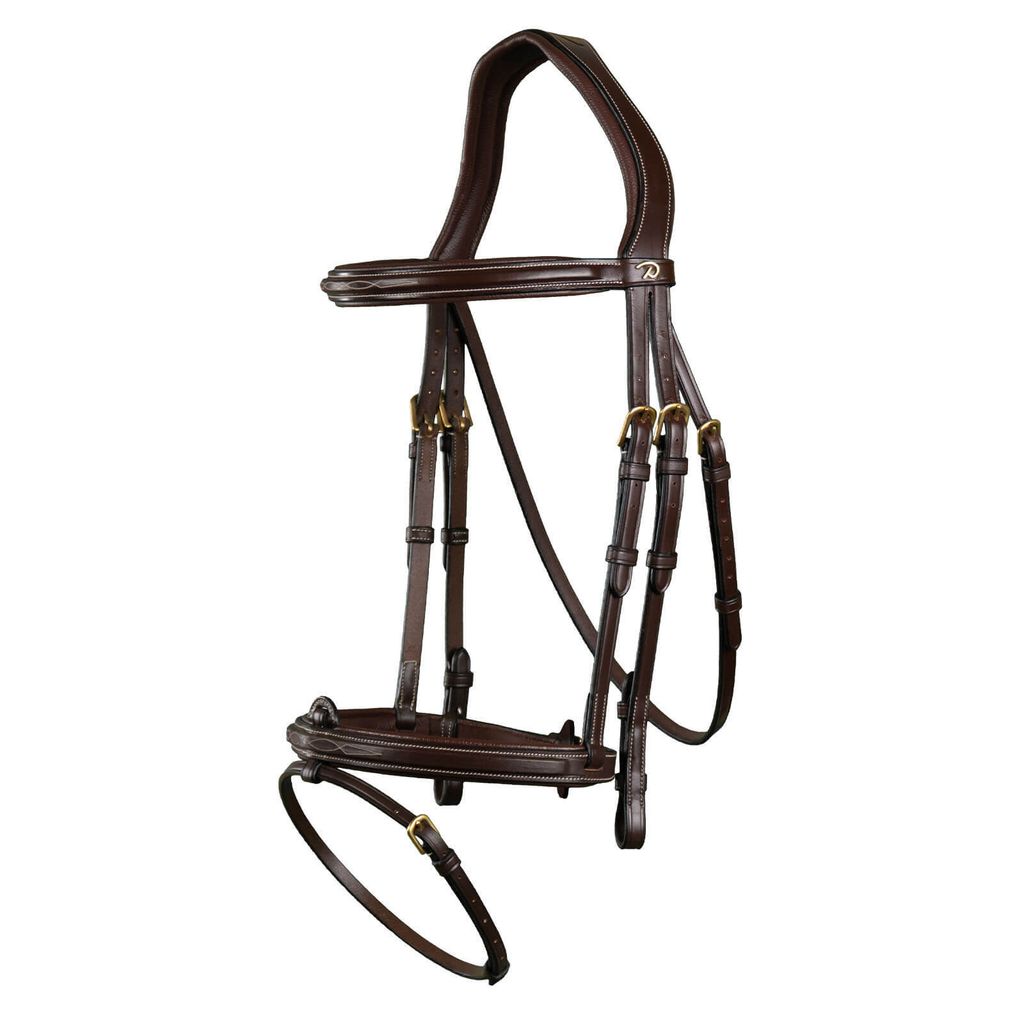 Dy ́on Trense mit kombiniertem Reithalfter D Collection Trensenzaum Braun