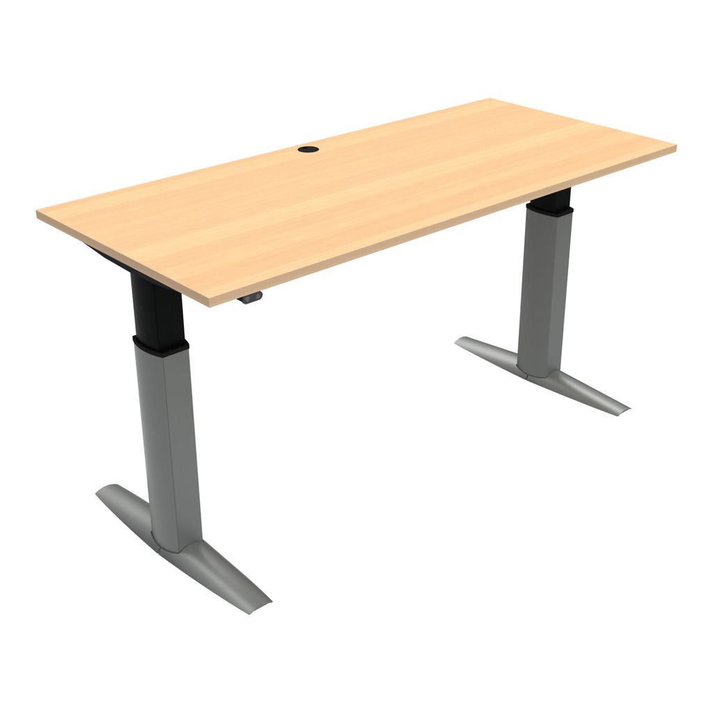 STIER Elektrisch höhenverstellbarer Schreibtisch 501-23, 180x80cm, Buche, 68-120cm, 175kg Nutzlast, hochwertig