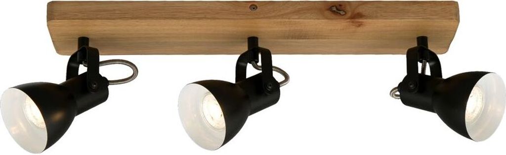Deckenspot Retro dreh- & schwenkbar 3x GU10 35 W Holz-Metall schwarz Briloner